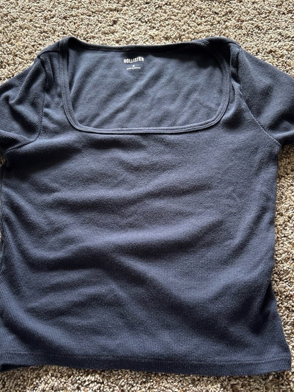 Hollister navy Square Neck Ribbed Short Sleeve Tee